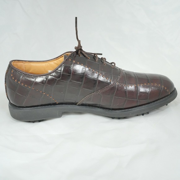 FootJoy Europa Collection Womens Golf Shoes Brown Crocodile Leather Size 7.5 - Picture 4 of 9